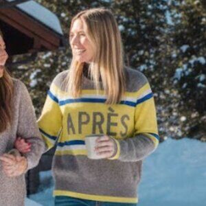 White + Warren Cashmere sweater in lime combo